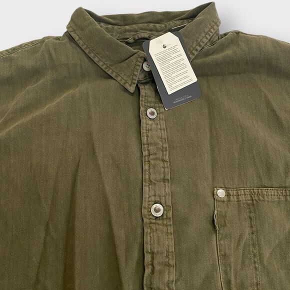 Levis Silver Tab Oversized Button Down Long Sleeve Shirt Olive Green Mens size L - Picture 3 of 11